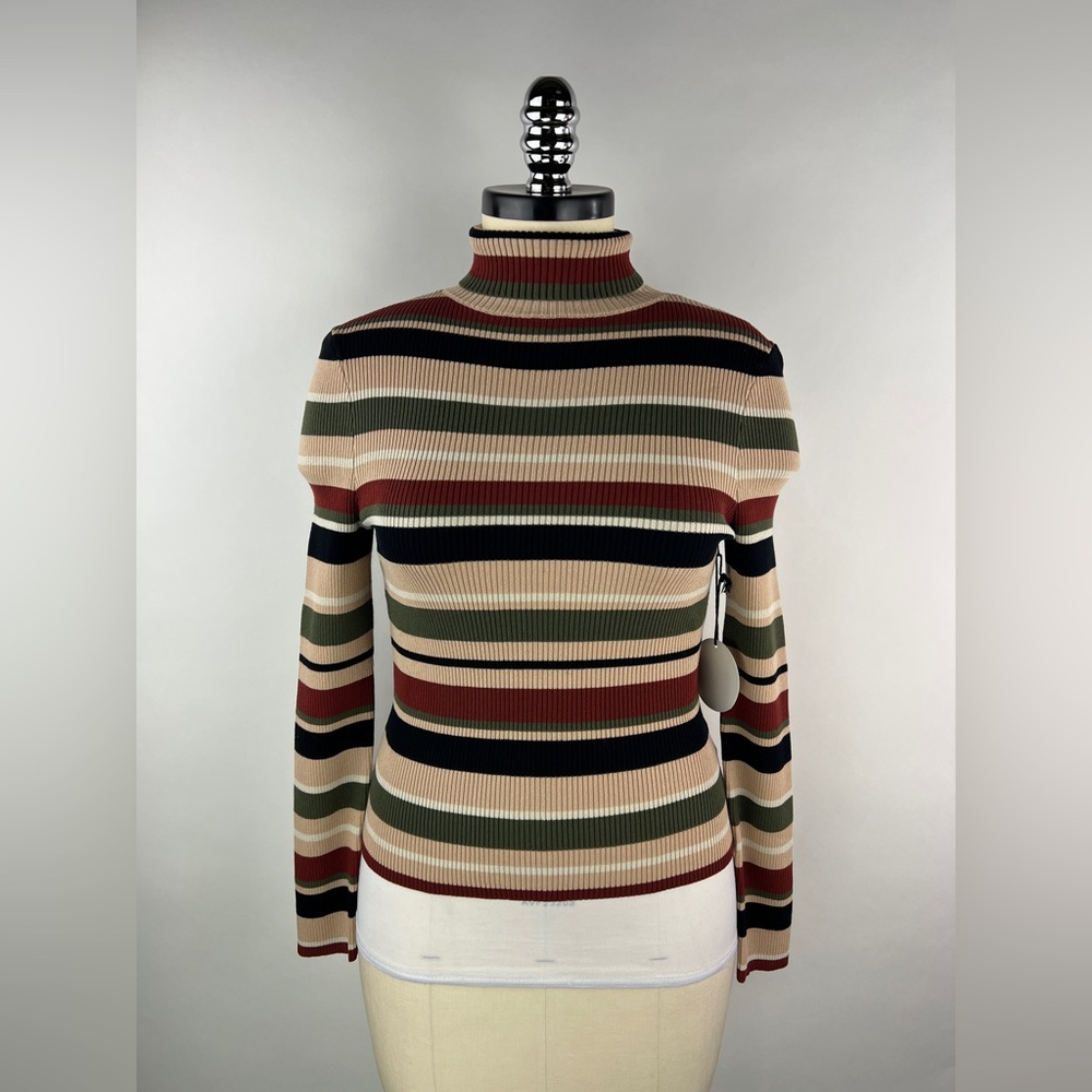 💚 3378. Ribbed Striped Turtleneck